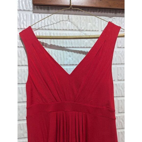 Loft Women's Red V-Neck Front & V-Back Pullover Sleeveless Midi Dress Size S - Picture 4 of 6